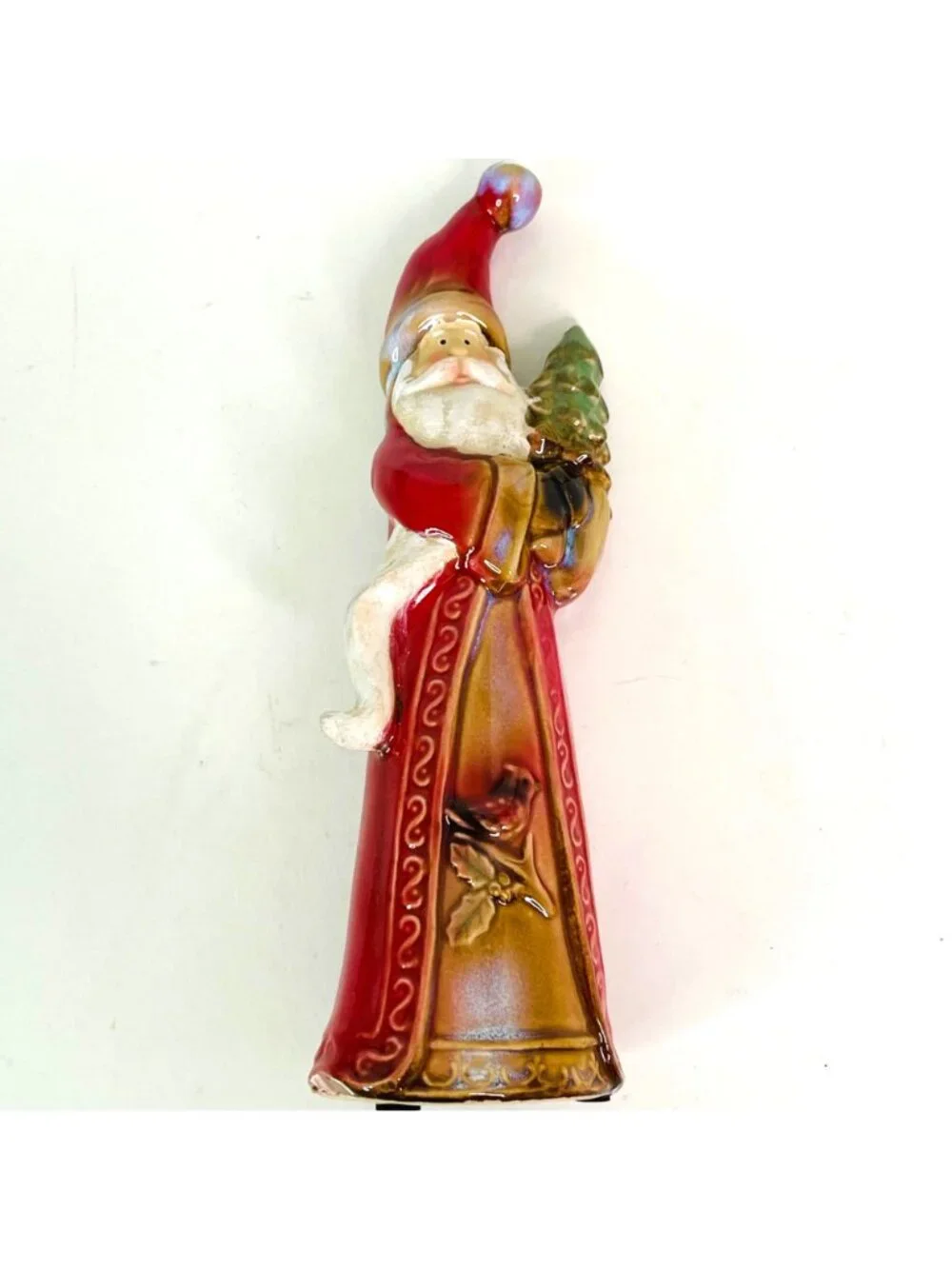 Vintage Christmas Figurine Set Old World Santa and Snowman Cardinal Holiday 8